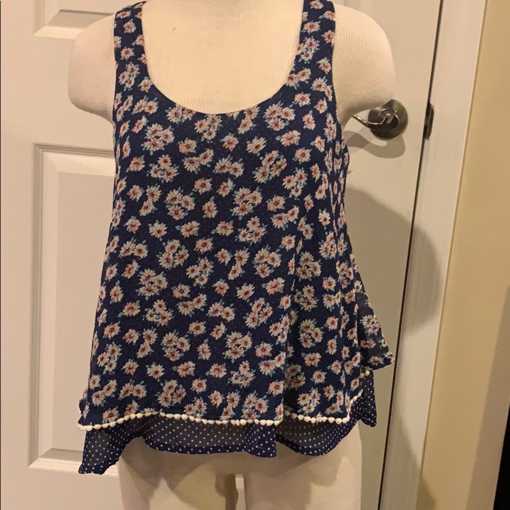 Navy Blue Floral Tank